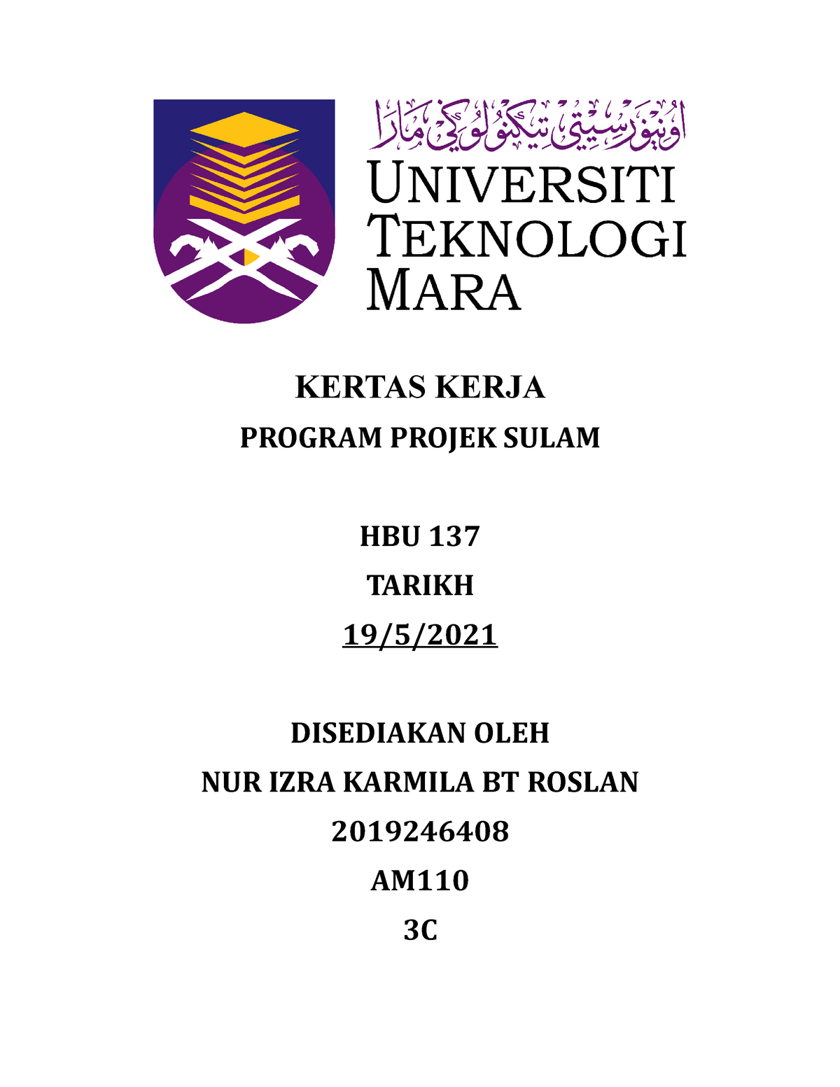 Kertas Kerja PBSM - PAD - UiTM - Studocu