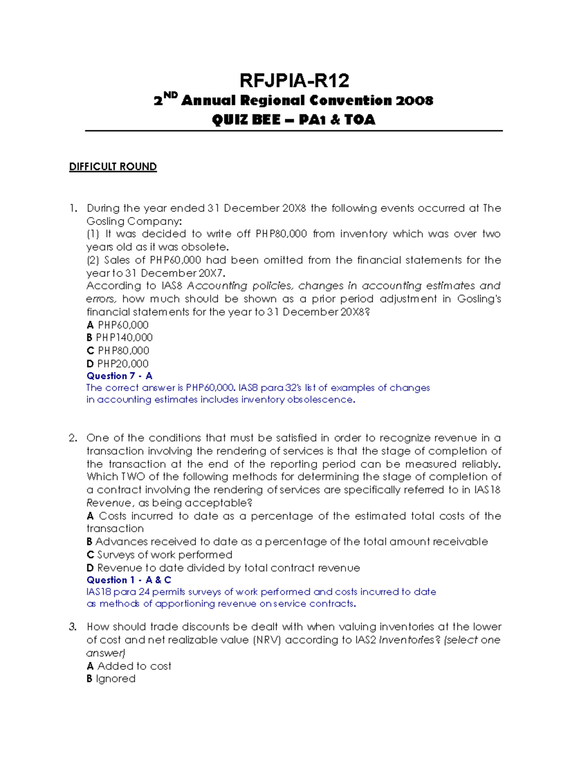 03 Quiz Bee P1 And TOA Difficult RFJPIA R 2 ND Annual Regional