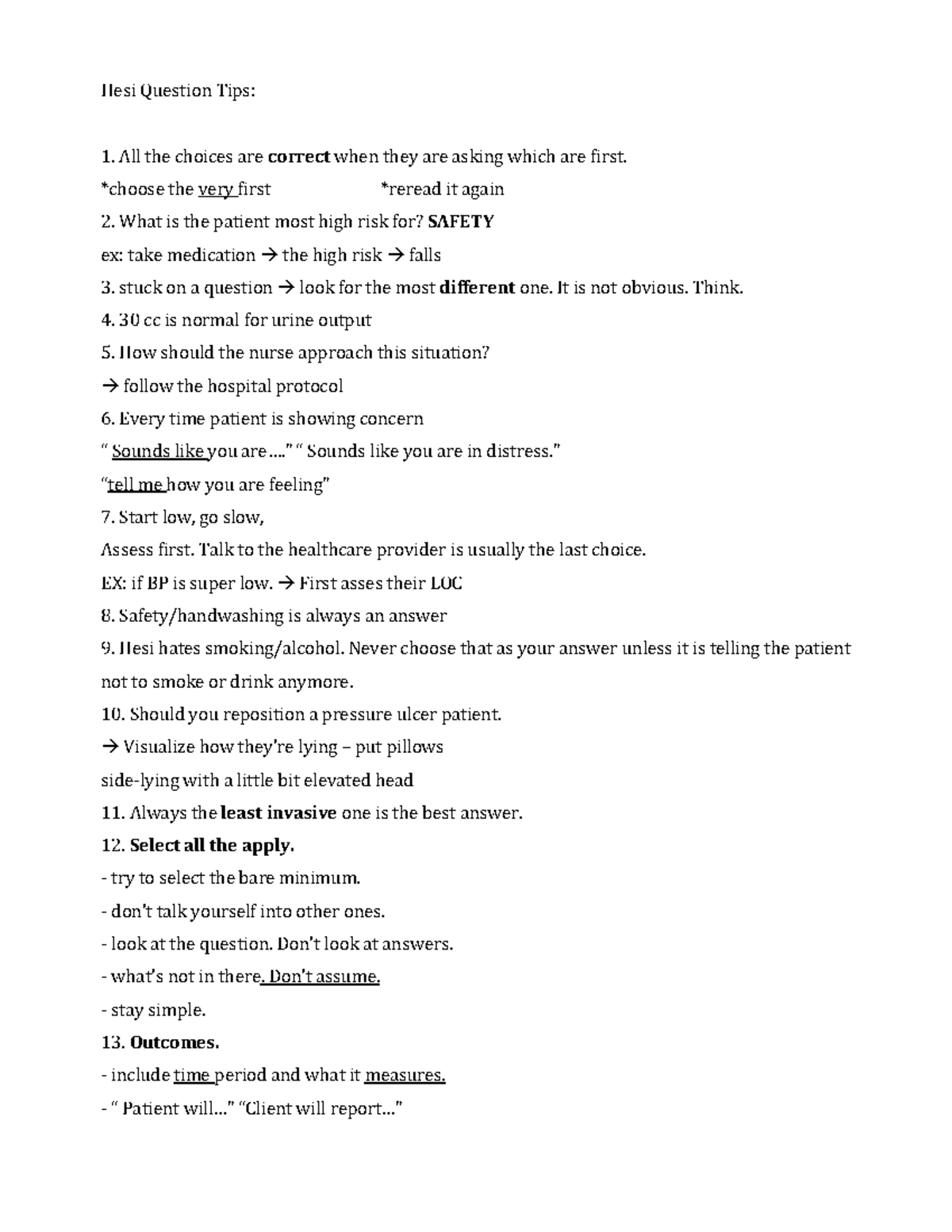 Hesi Question Tips copy - Hesi Question Tips: All the choices are ...
