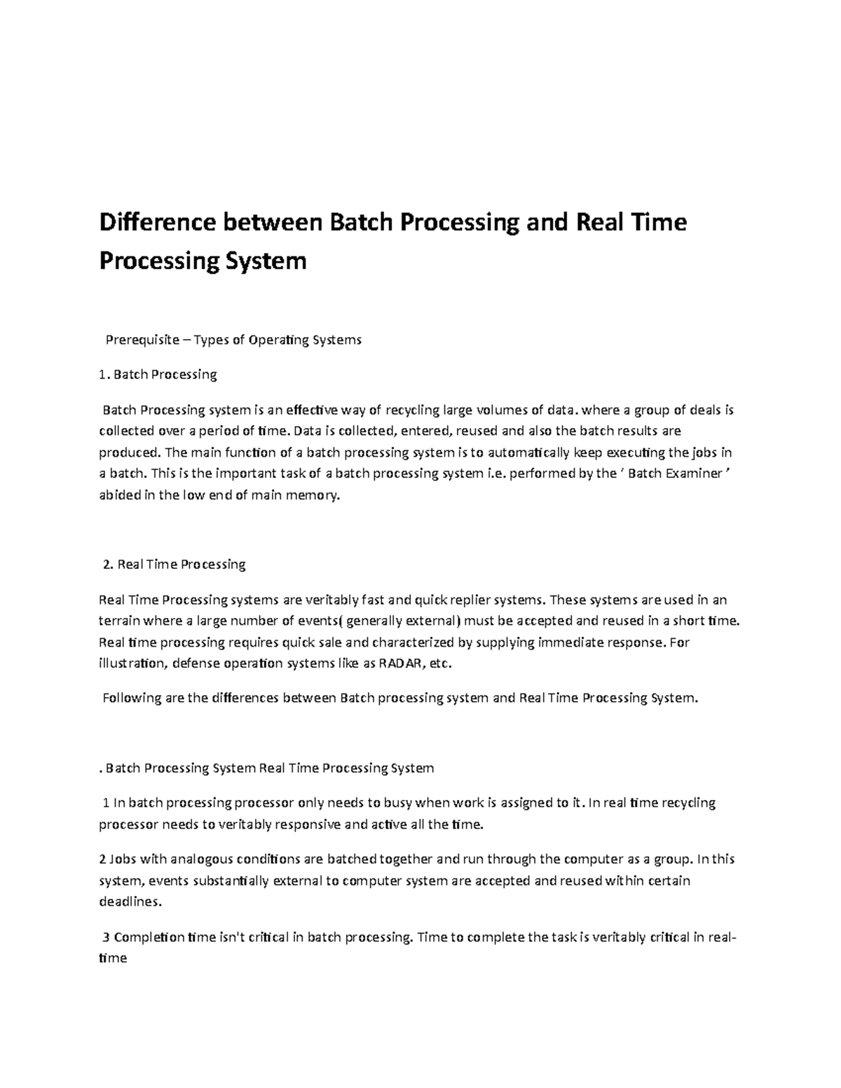 Difference between Batch Processing and Real Time Processing System ...