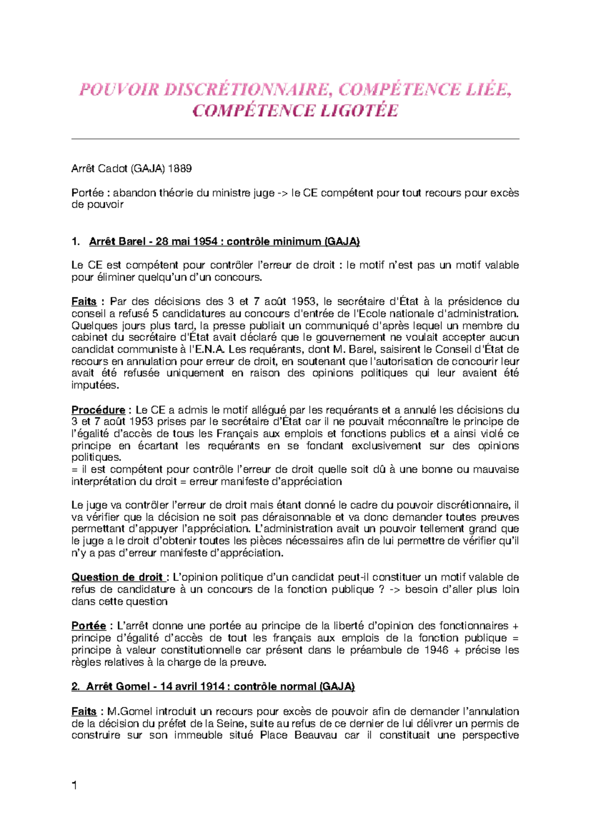 3° Pouvoir discrétionnaire, compétence liée, compétence ligotée ...