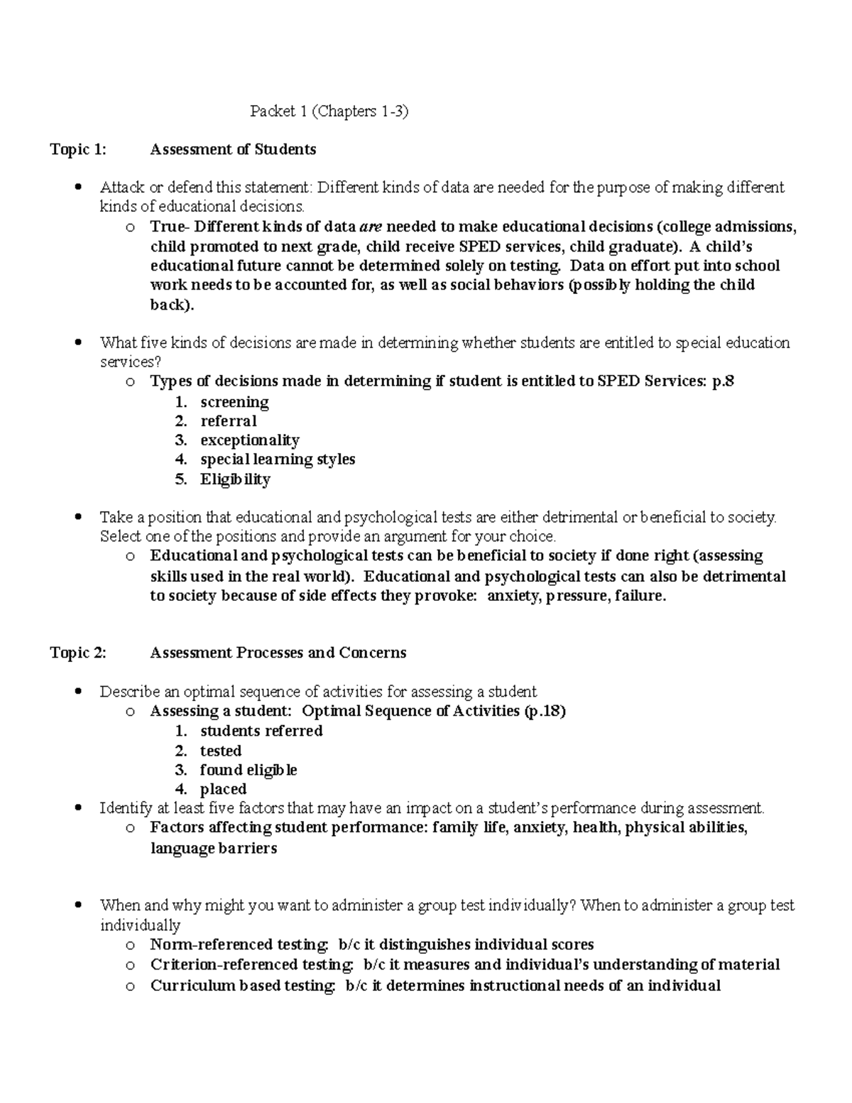 Psychoeducational assessment chapter - Packet 1 (Chapters Topic 1 ...