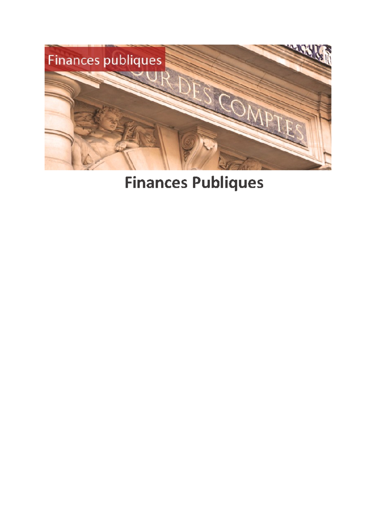 S1 - FIP - Cours De Finance Publique - Finances Publiques Table Des ...