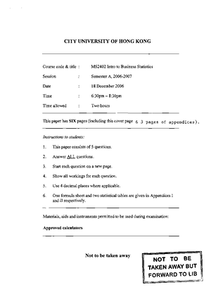 Assignment+2+Questions - ‐ 1 ‐ CB2200 Business Statistics, 2022/2023 ...
