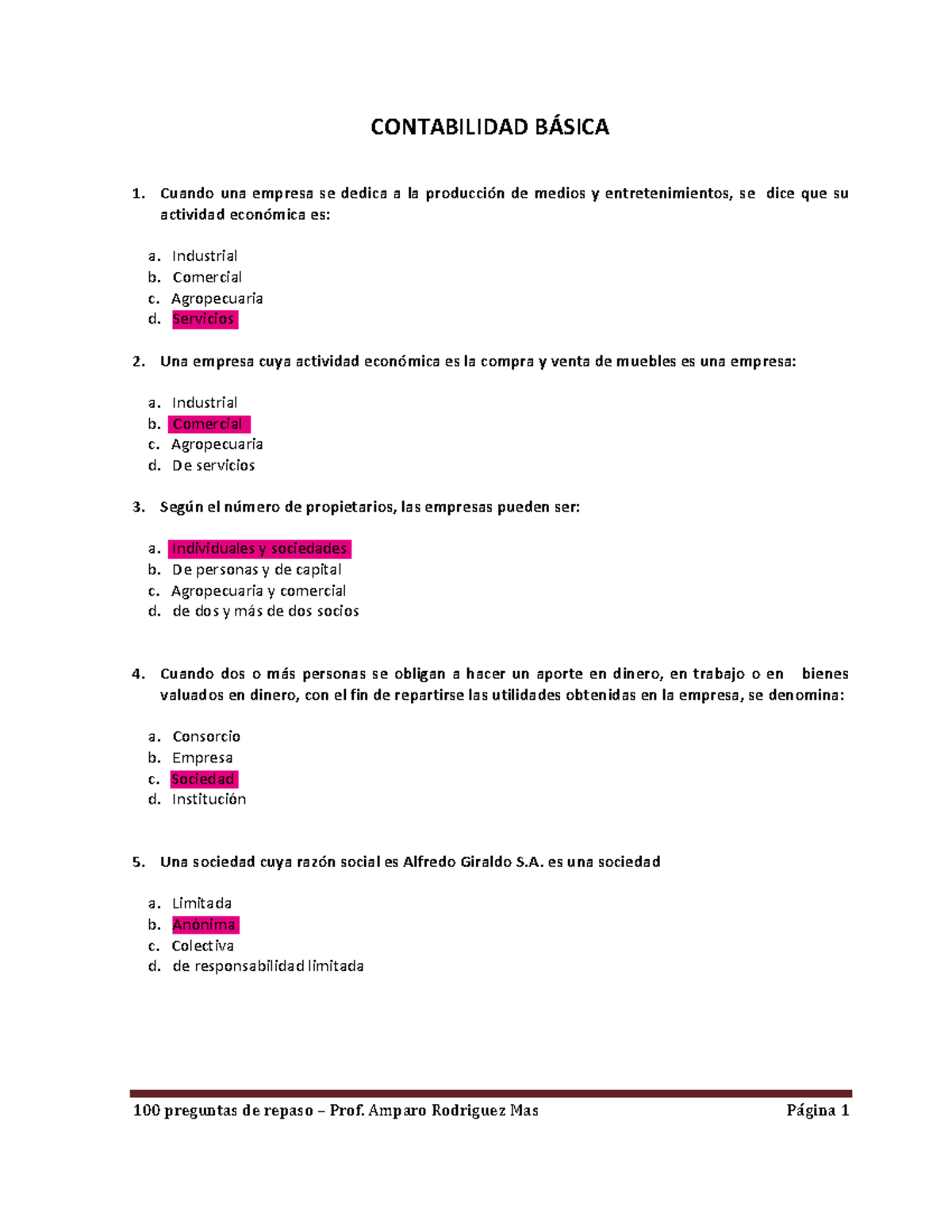 100 Preguntas Contabilidad Repaso - Alumno - CONTABILIDAD BÁSICA Cuando ...