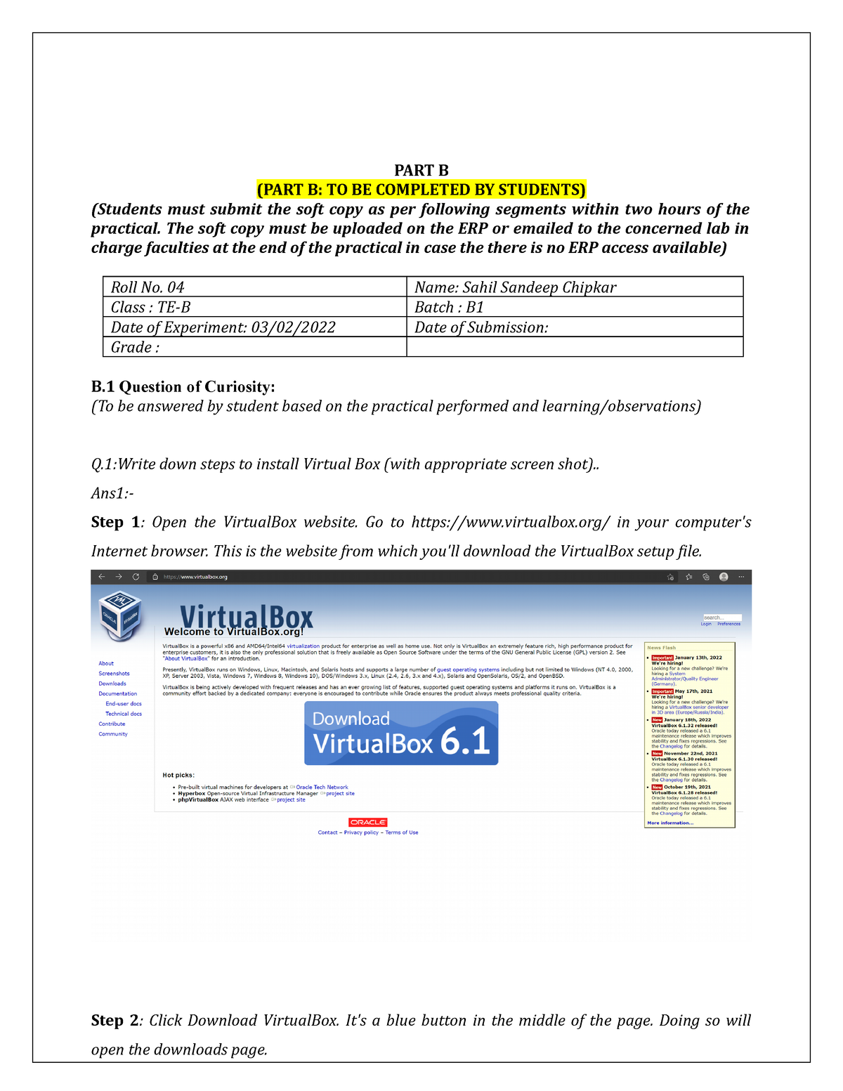 CCL B04 EXP2B - AMNhxkhJ - PART B (PART B: TO BE COMPLETED BY STUDENTS ...