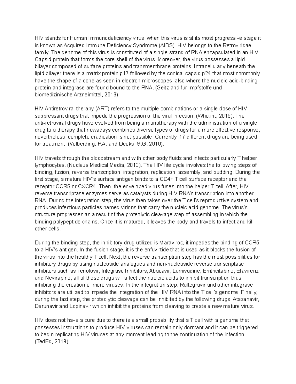 The Targets Of Anti-retroviral Therapy For HIV [ESSAY] - HIV stands for ...