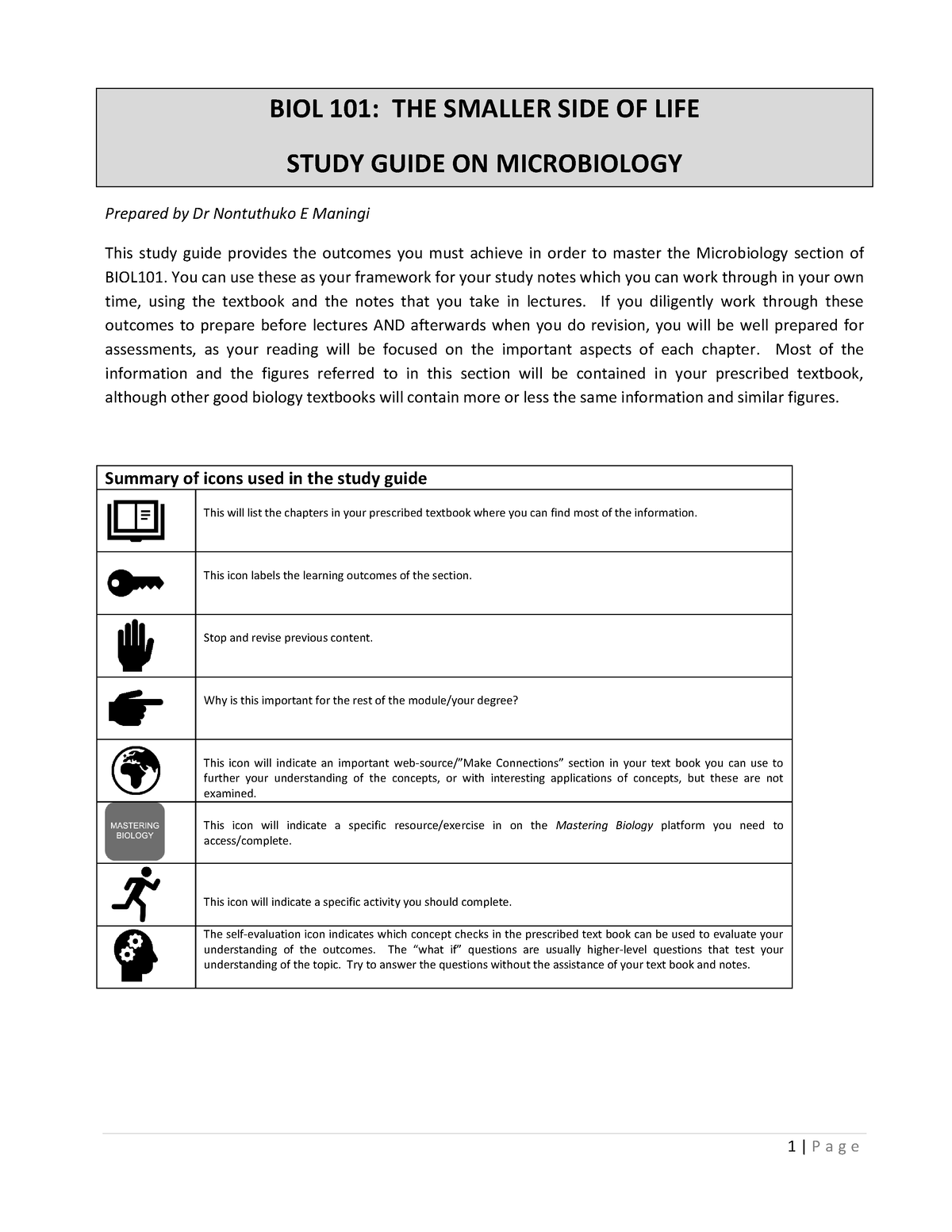 Microbiology study guide - BIOL 101: THE SMALLER SIDE OF LIFE STUDY ...