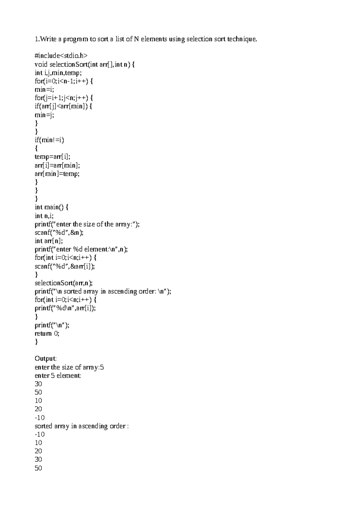 Daa1 - Project - 1 a program to sort a list of N elements using ...