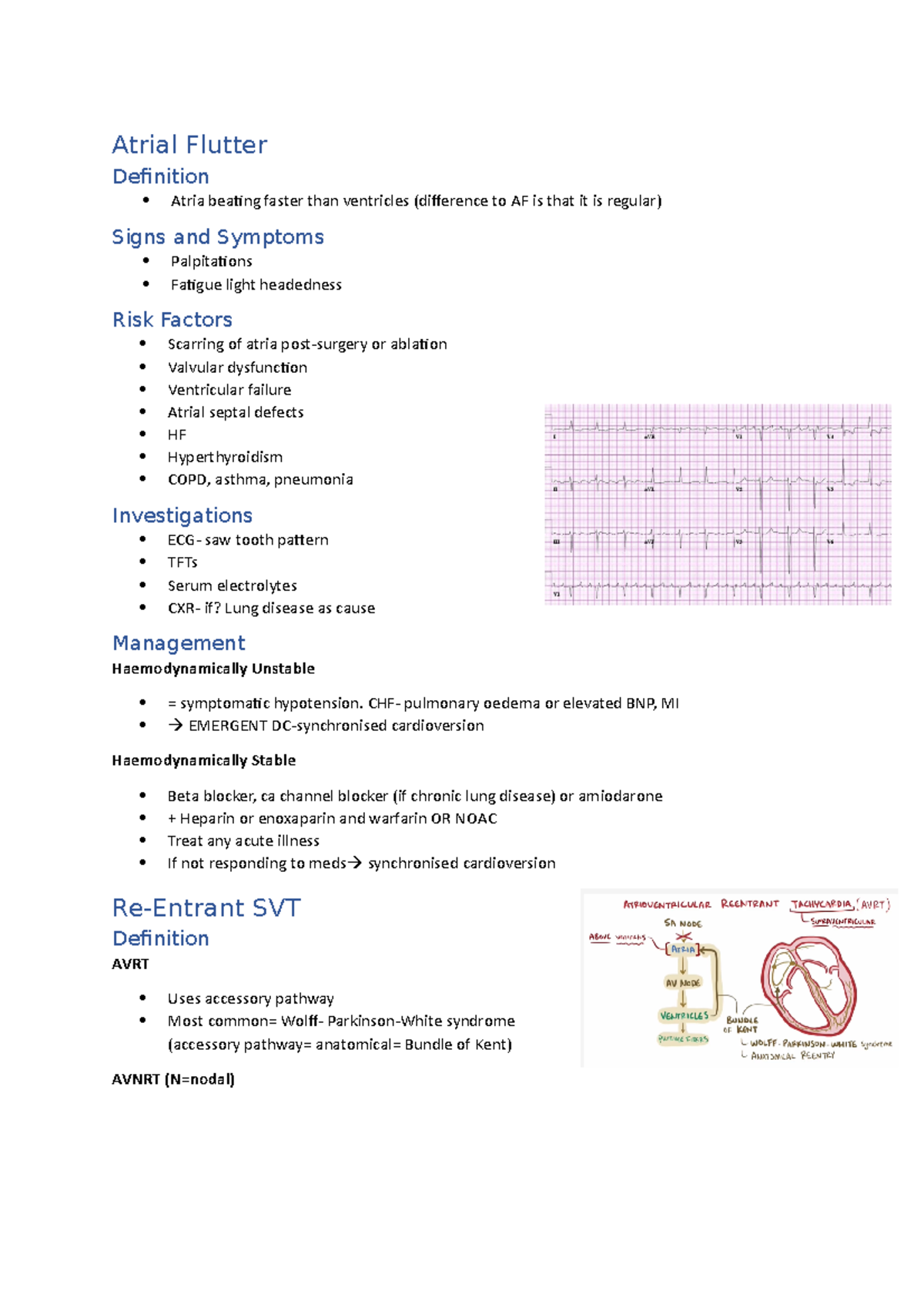 Atrial Flutter and SVT - Lecture notes 1 - Atrial Flutter Definition ...