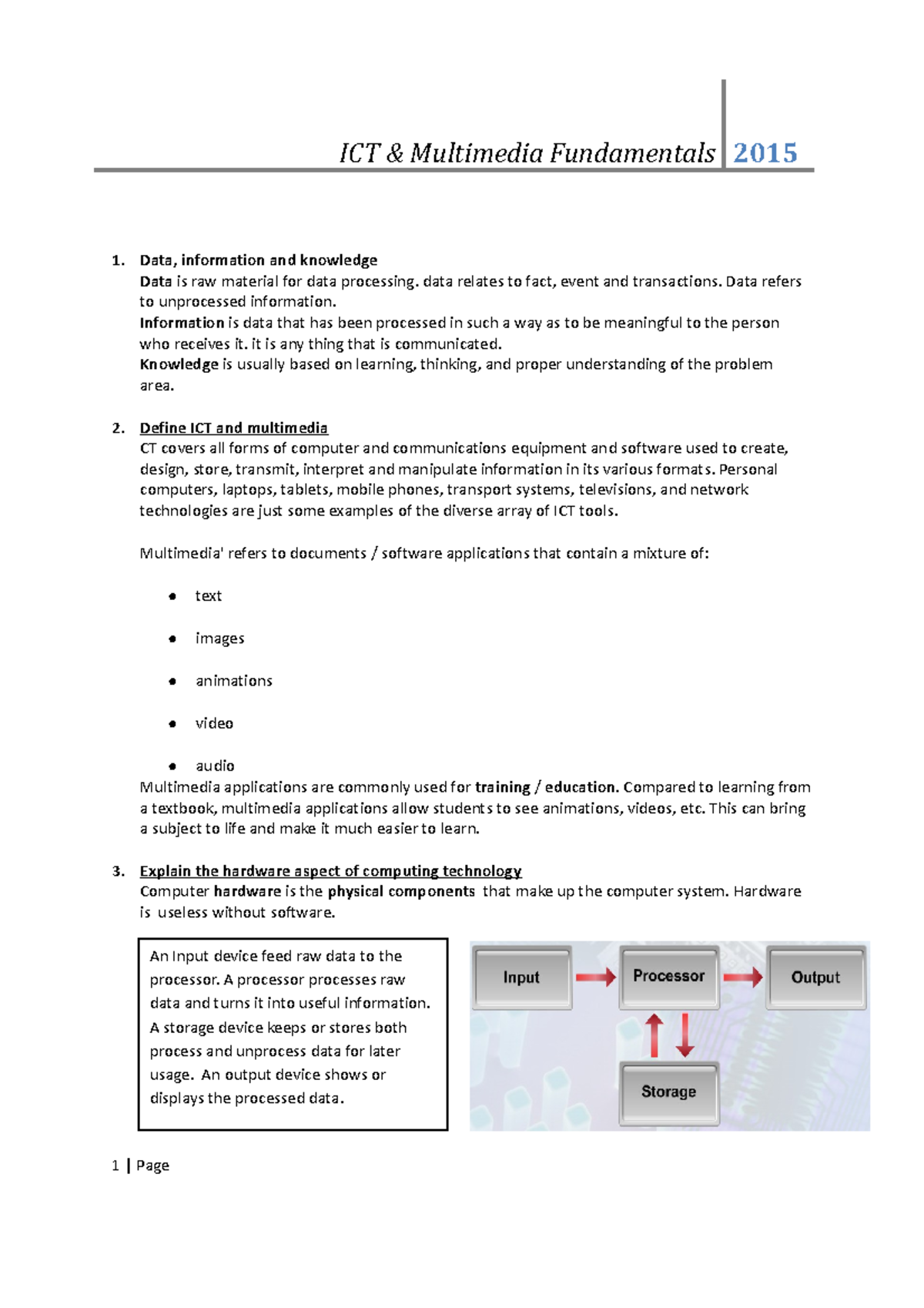 Ictandmultimediafundamentals 3 - Data, information and knowledge Data ...