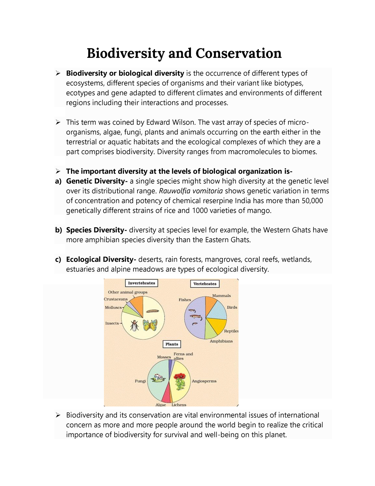 Biodiversity And Conservation - BSc. Life Sciences - Delhi University ...