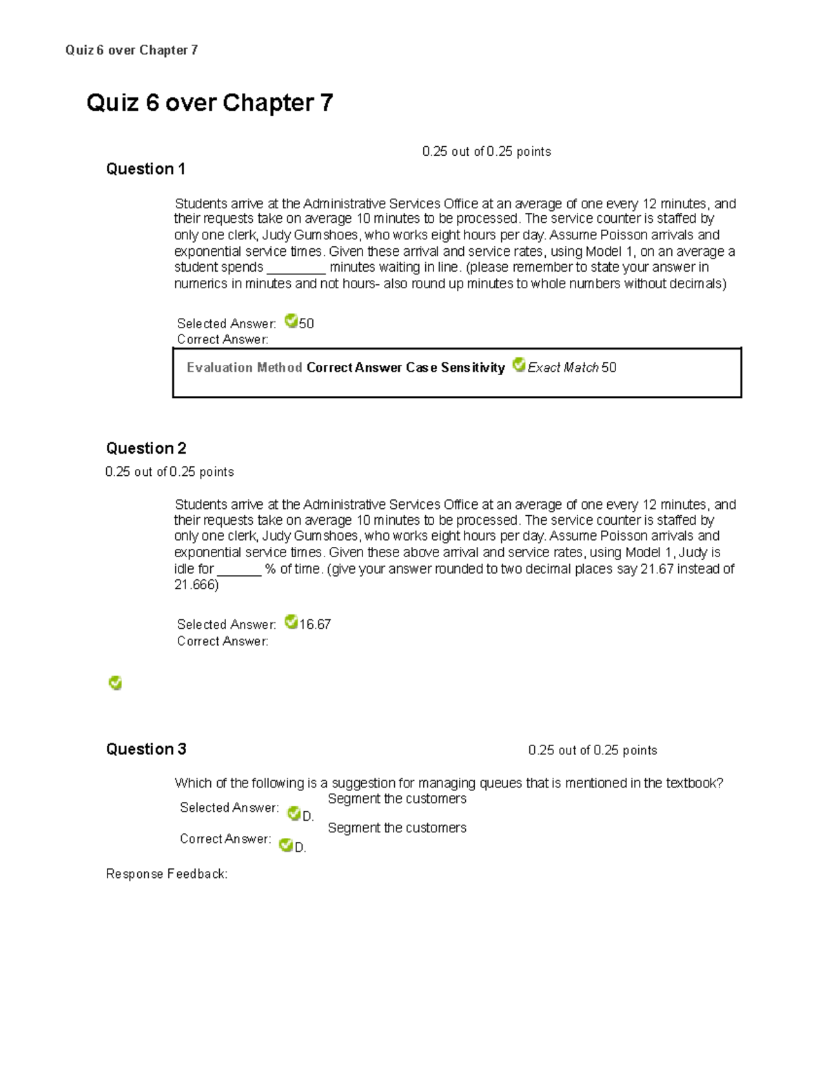 Quiz 6 Over Chapter 7 – POM 3310 - Quiz 6 Over Chapter 7 Quiz 6 Over ...