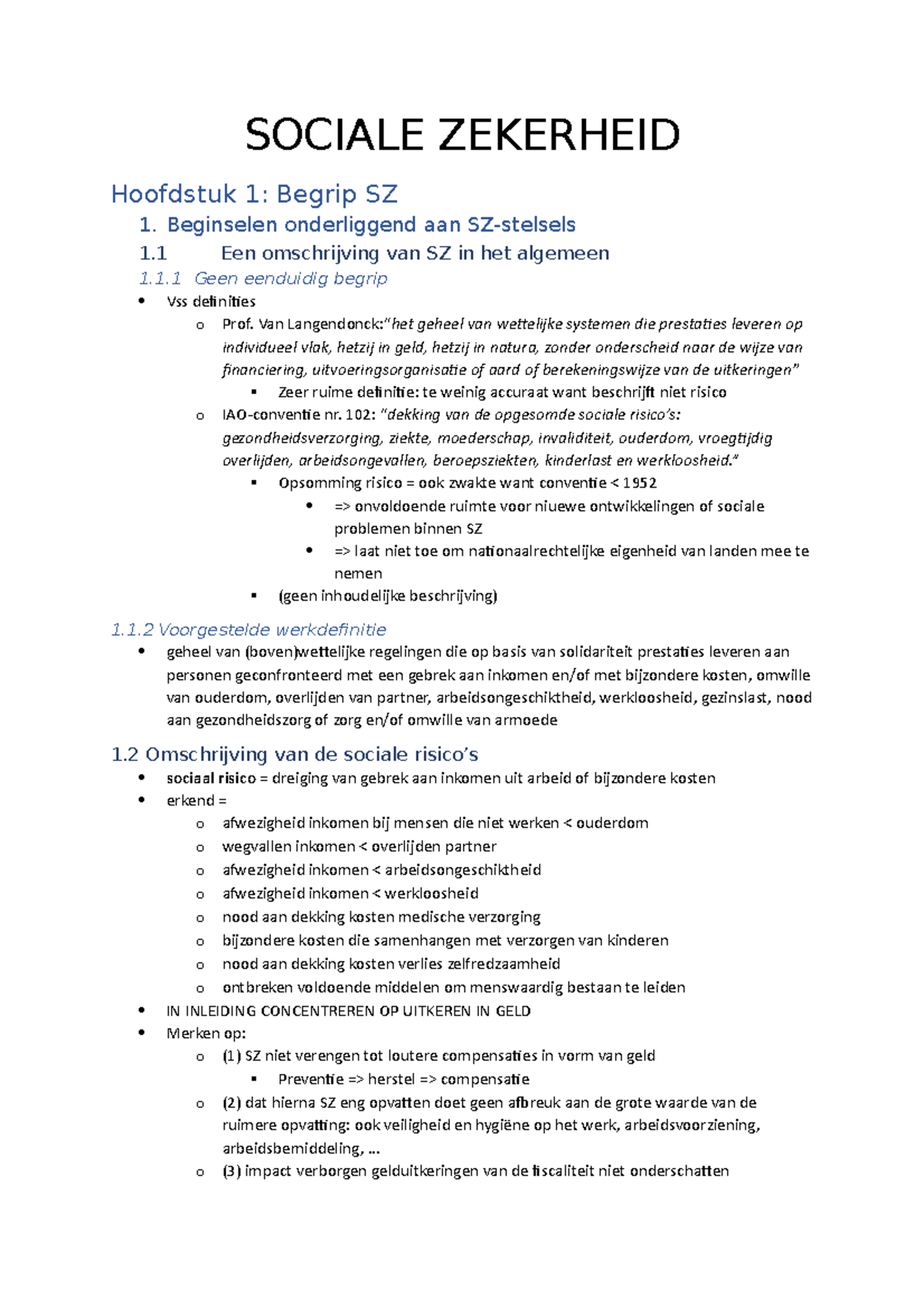 Sociale Zekerheid Samenvatting 2023 - SOCIALE ZEKERHEID Hoofdstuk 1 ...