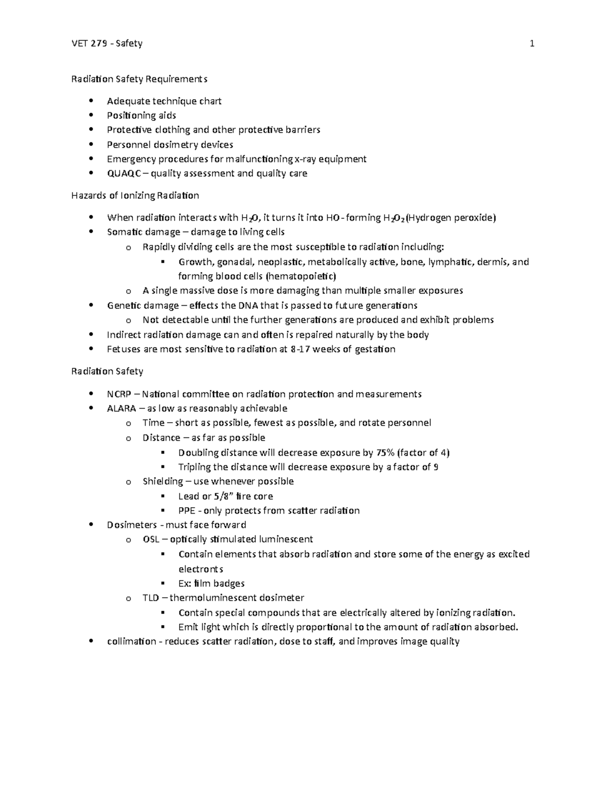 Radiation safety - VET 279 - Safety 1 Radiation Safety Requirements ...