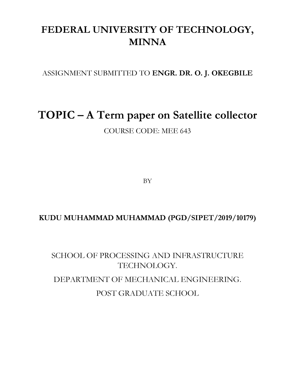 term paper on satellite collector