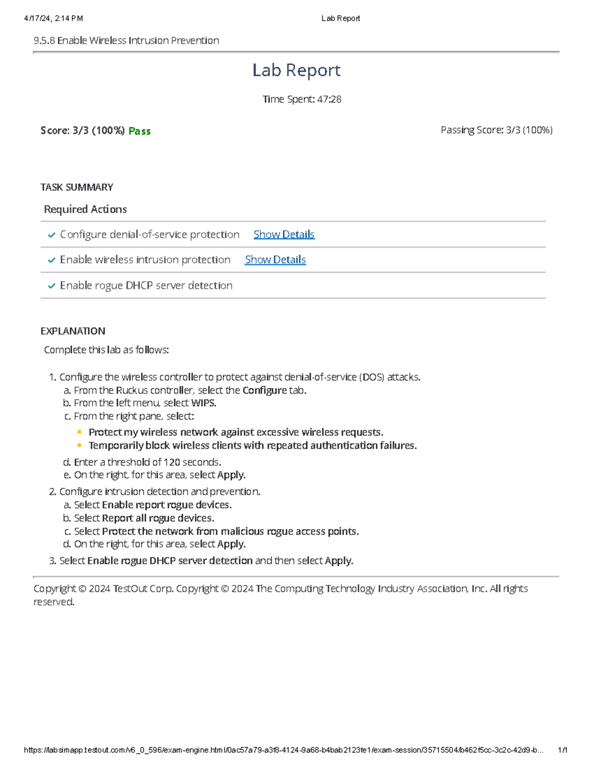 Learning Platform Comp TIA 13 a.2.4 - 4/17/24, 2:14 PM Lab Report - Studocu