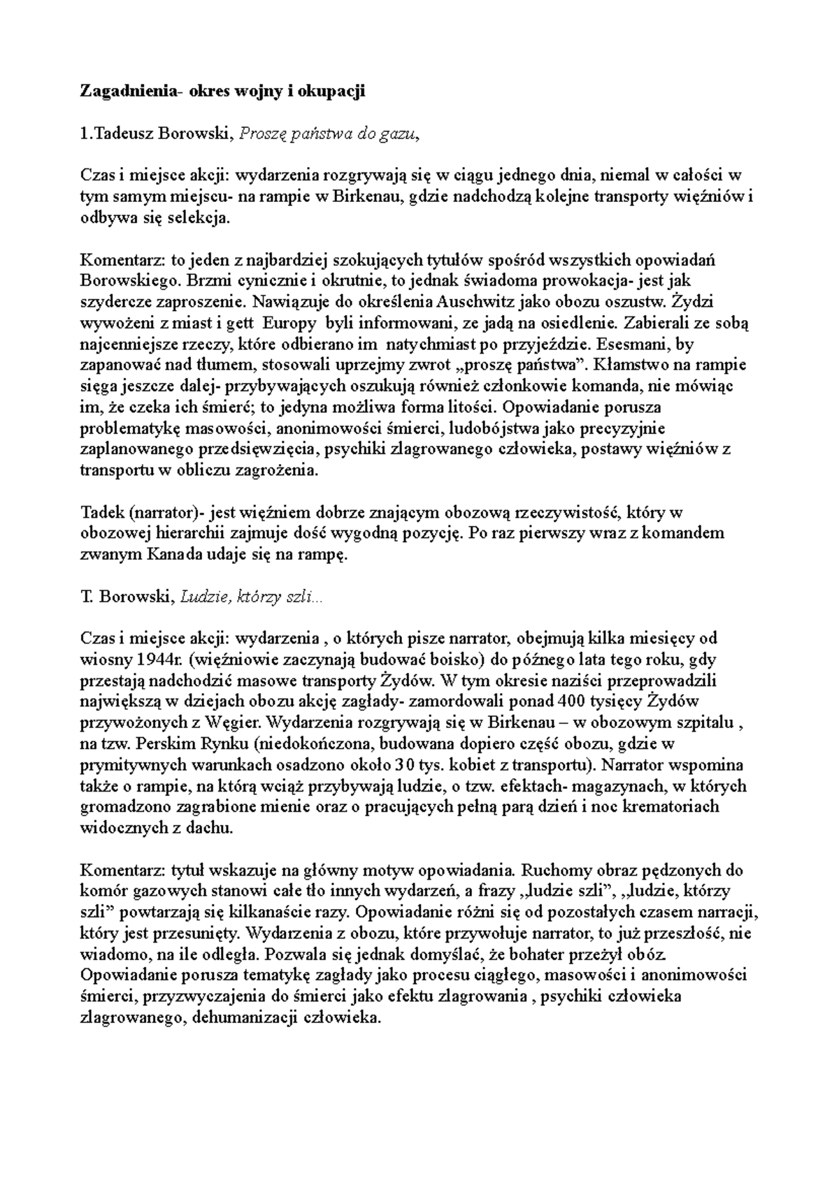 Zagadnienia-okres-wojenny - Zagadnienia- okres wojny i okupacji 1