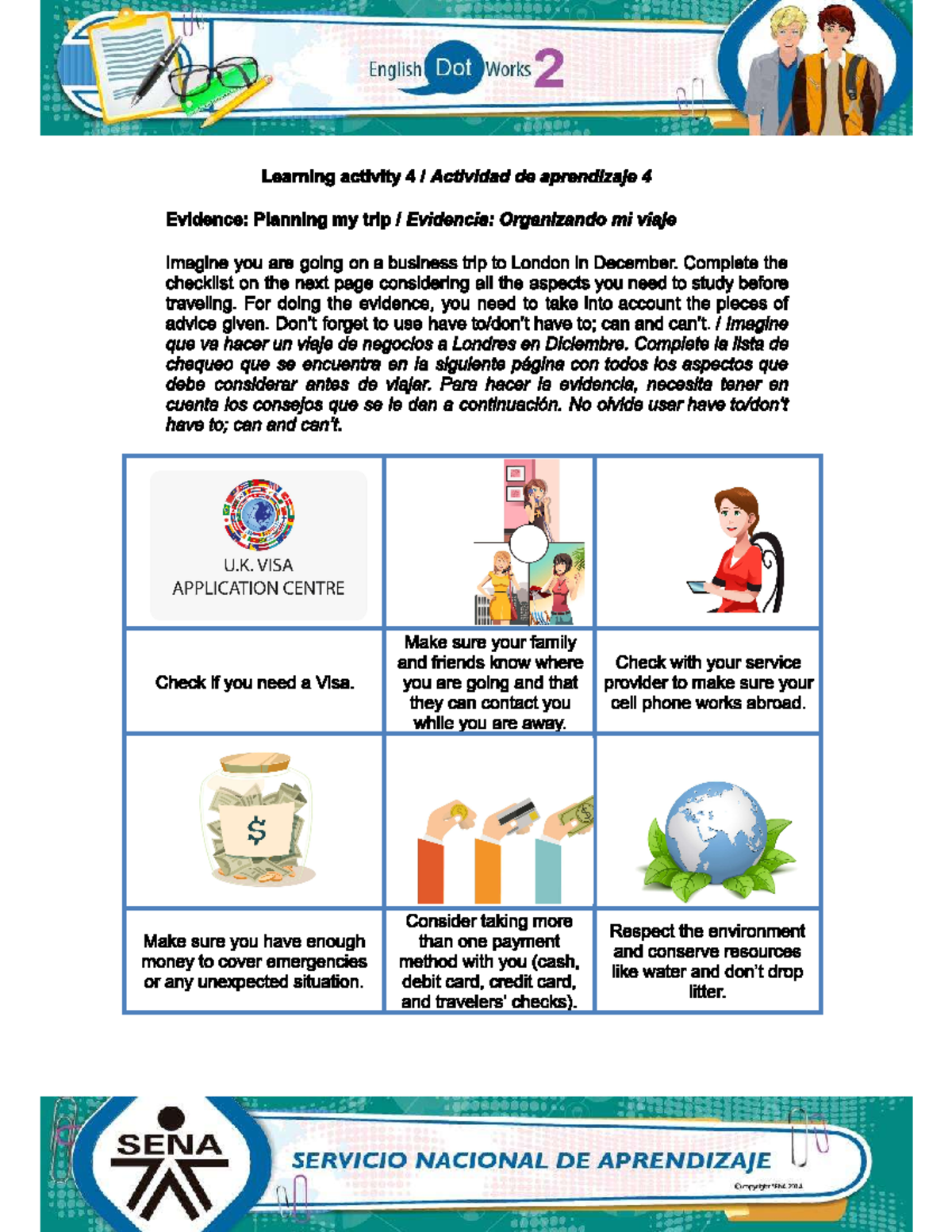 Learning activity 4 Actividad de aprendizaje 4 - English Dot Works 2 ...