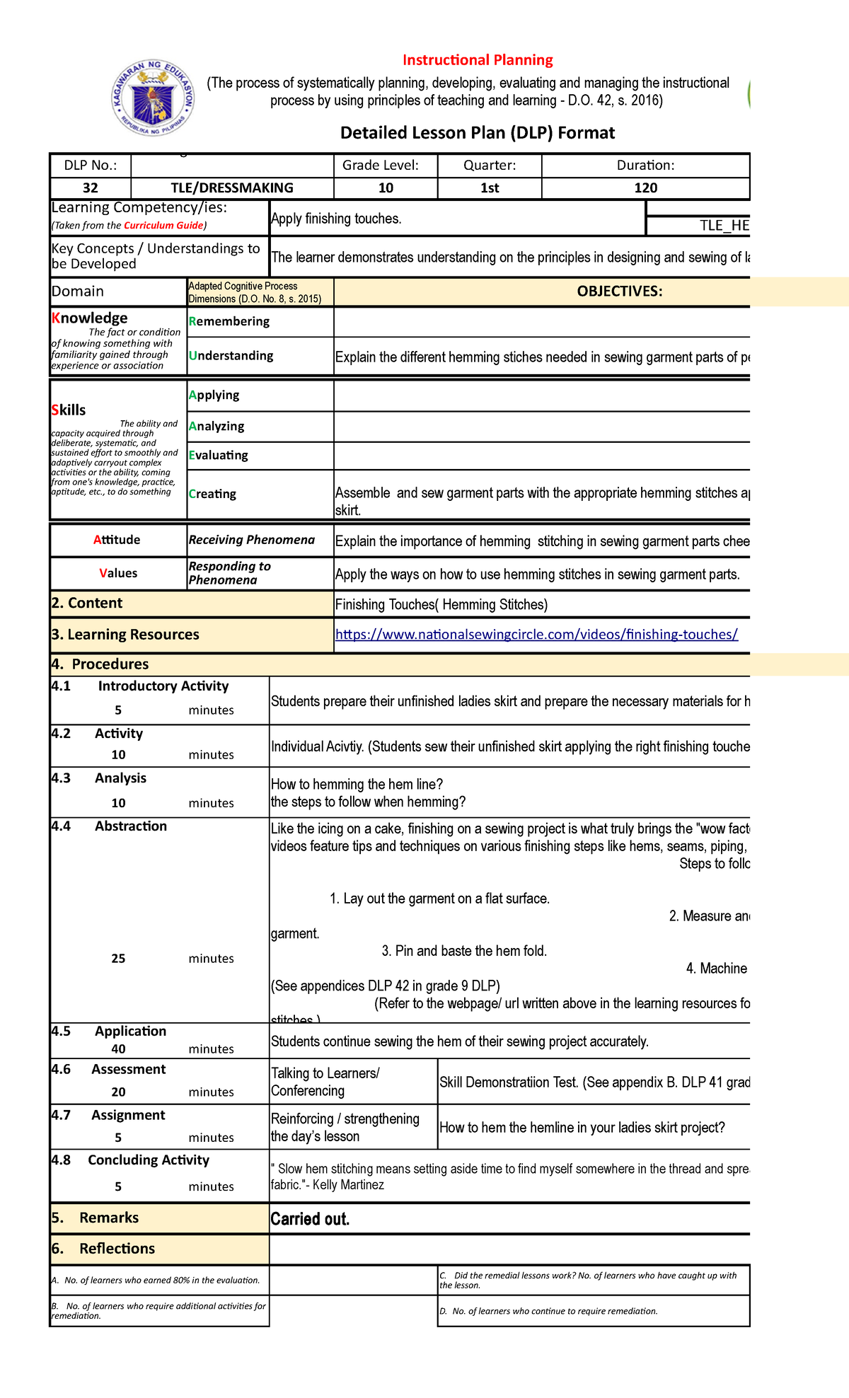 Pdfcoffee - For TLE - Instructional Planning Detailed Lesson Plan (DLP ...