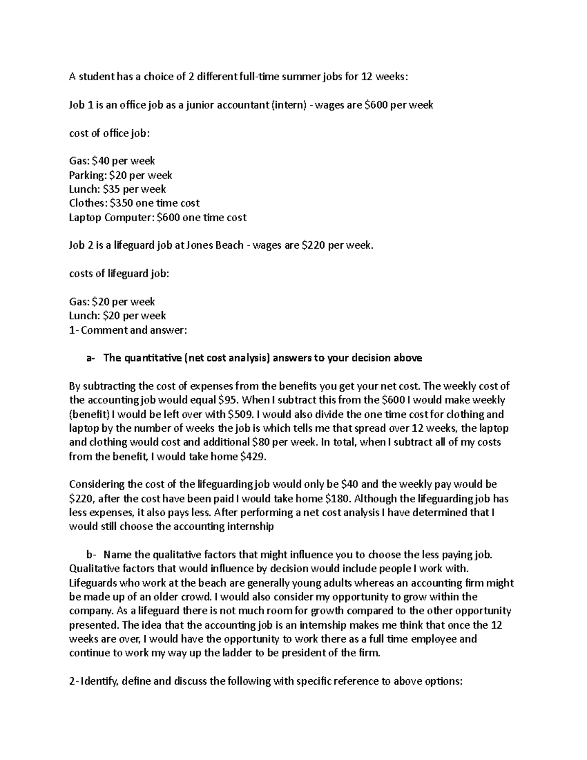 Acounting Discussion - Homework assignment questions and answers ...