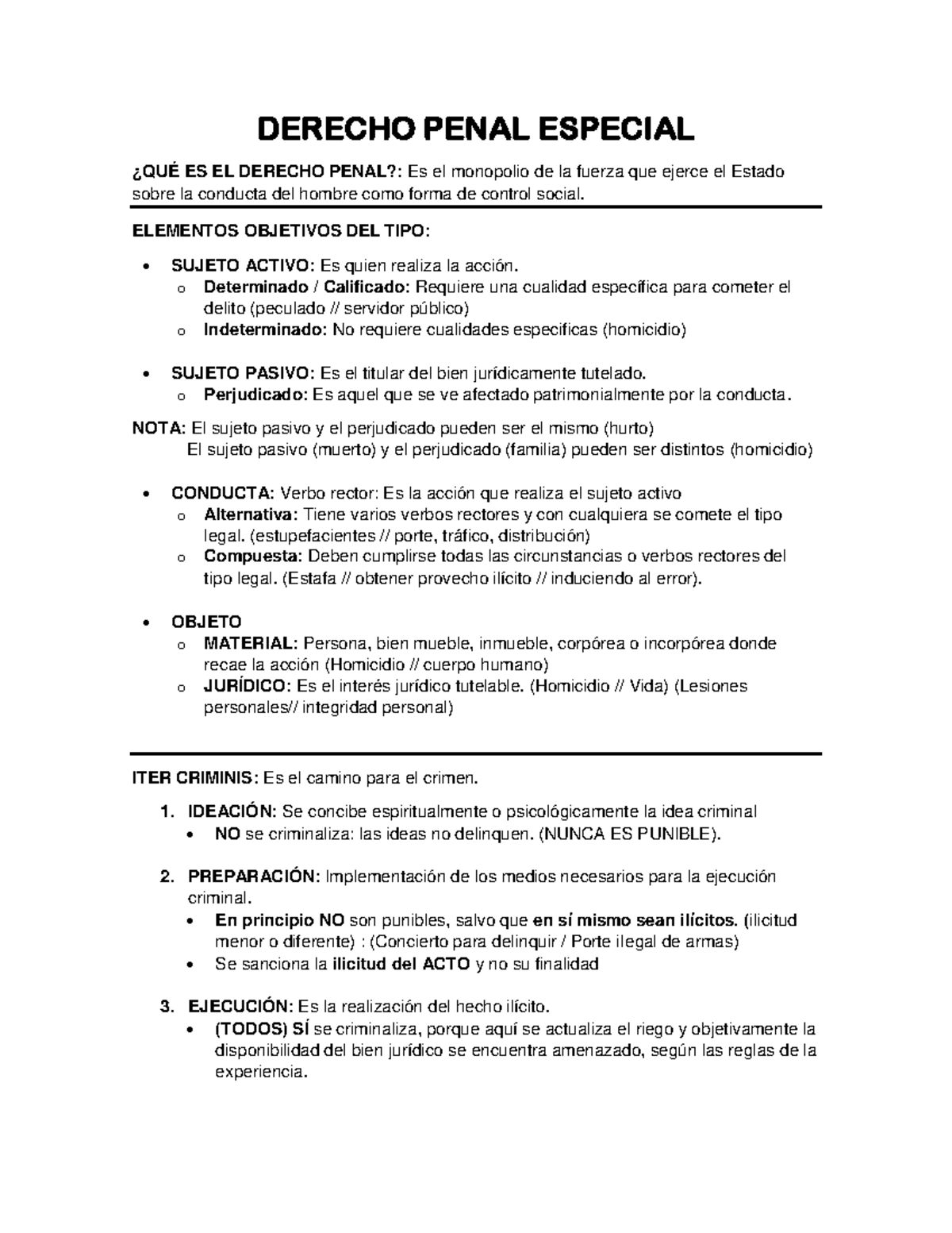 Derecho Penal Especial - DERECHO PENAL ESPECIAL ES EL DERECHO PENAL ...