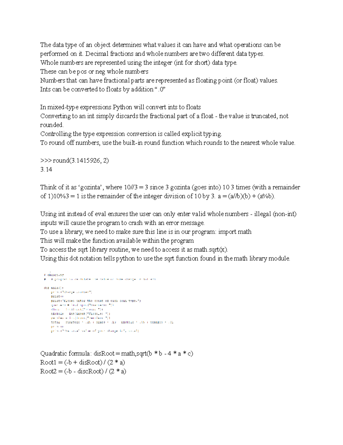 Chapter 3 - The data type of an object determines what values it can ...