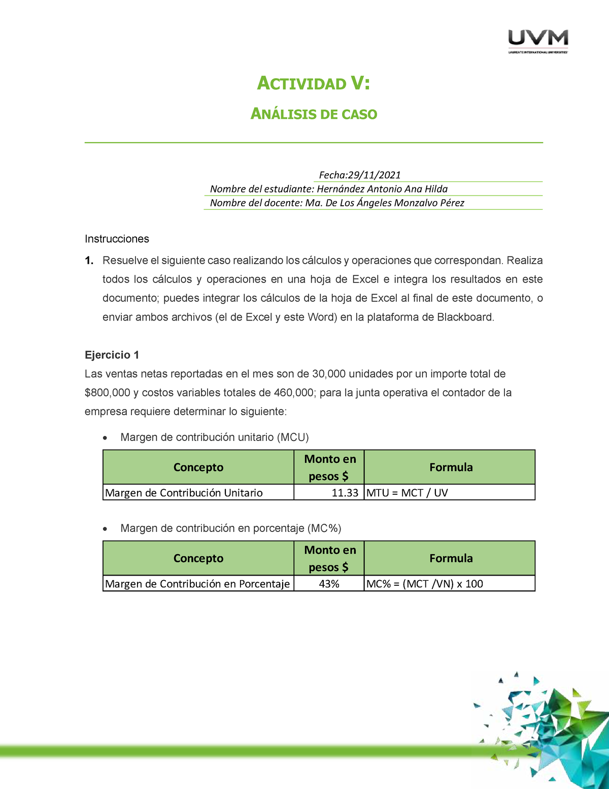 Actividad 5 Ejercicios Prácticos Contabilidad Administrativa Actividad V AnÁlisis De Caso 5568