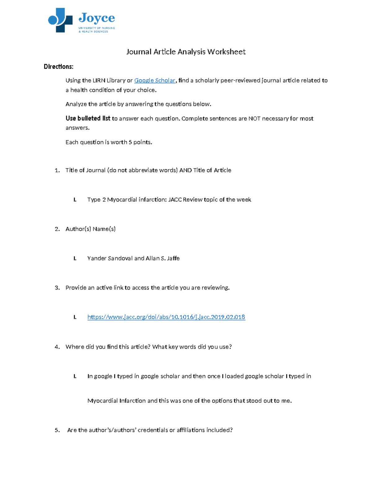 Jayden Taylor.Journal Analysis Worksheet - Journal Article Analysis ...