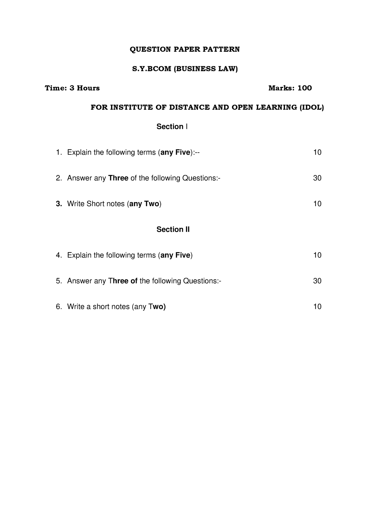 Law Question Pattern