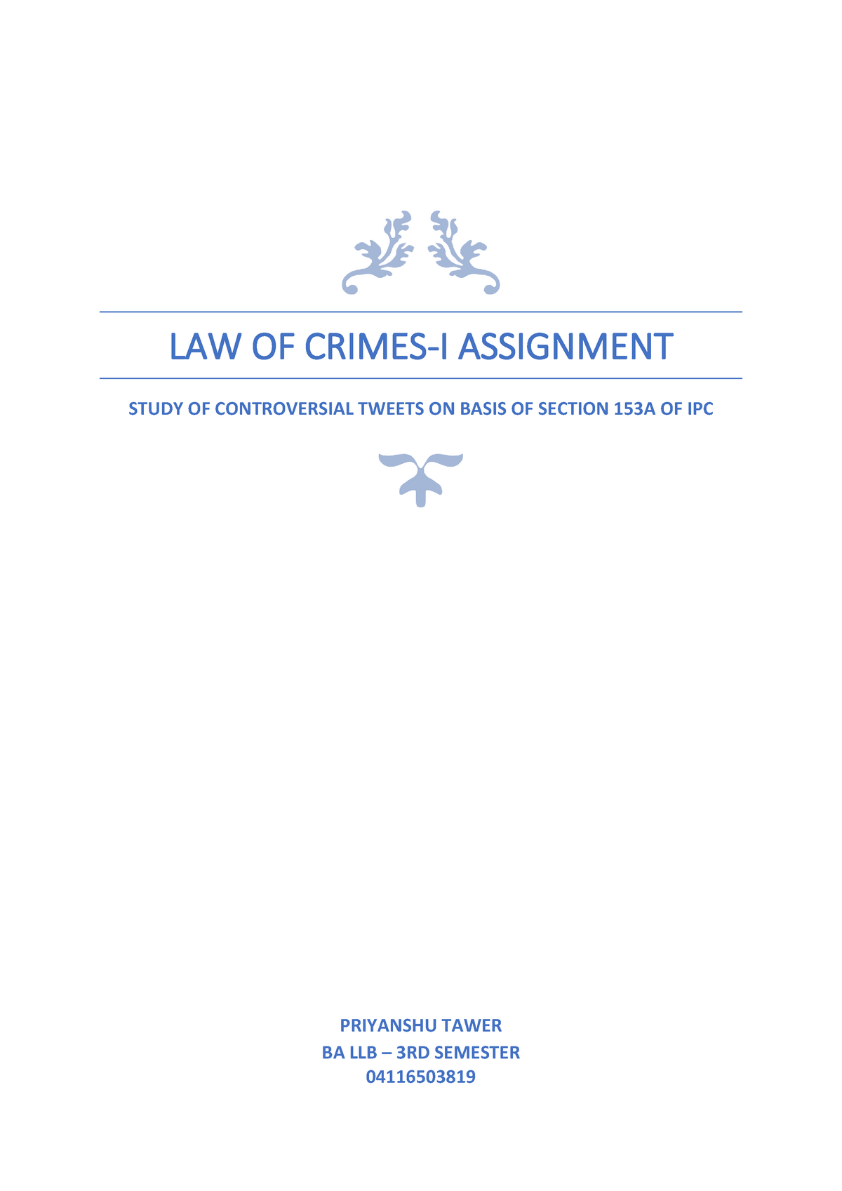 law of crimes assignment