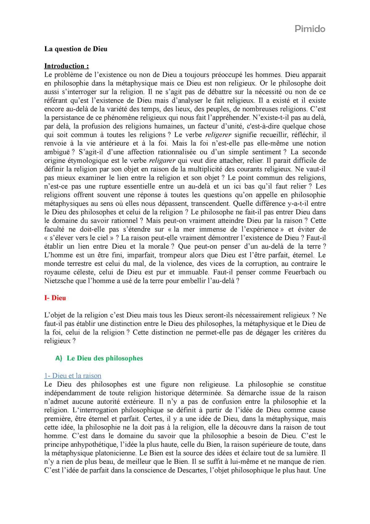 dissertation philosophique sur dieu et la religion