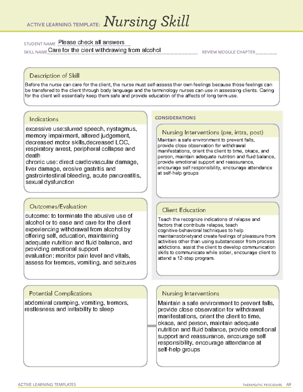 ati client education case study quizlet