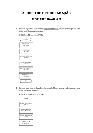 Atividade Finalizada Algoritmo E Programa O Atividades Da Aula Para A Constru O Dos