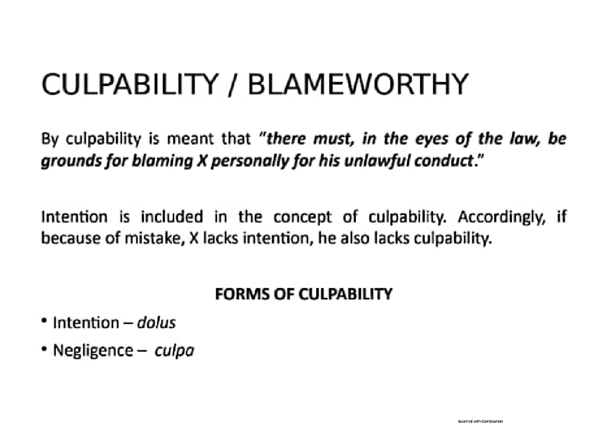 Culpability ( Requirement of criminal Liability - CJUAO21 - Studocu