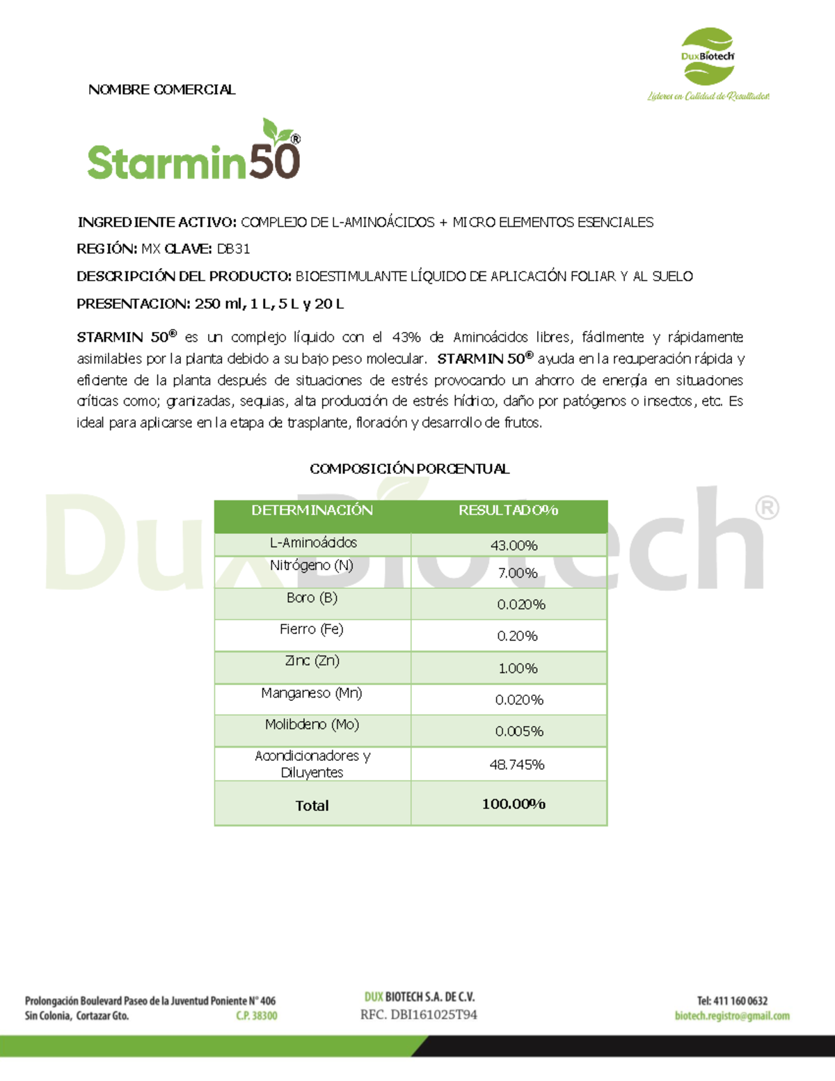 FT Starmin 50 2021 - Dosis - NOMBRE COMERCIAL INGREDIENTE ACTIVO ...