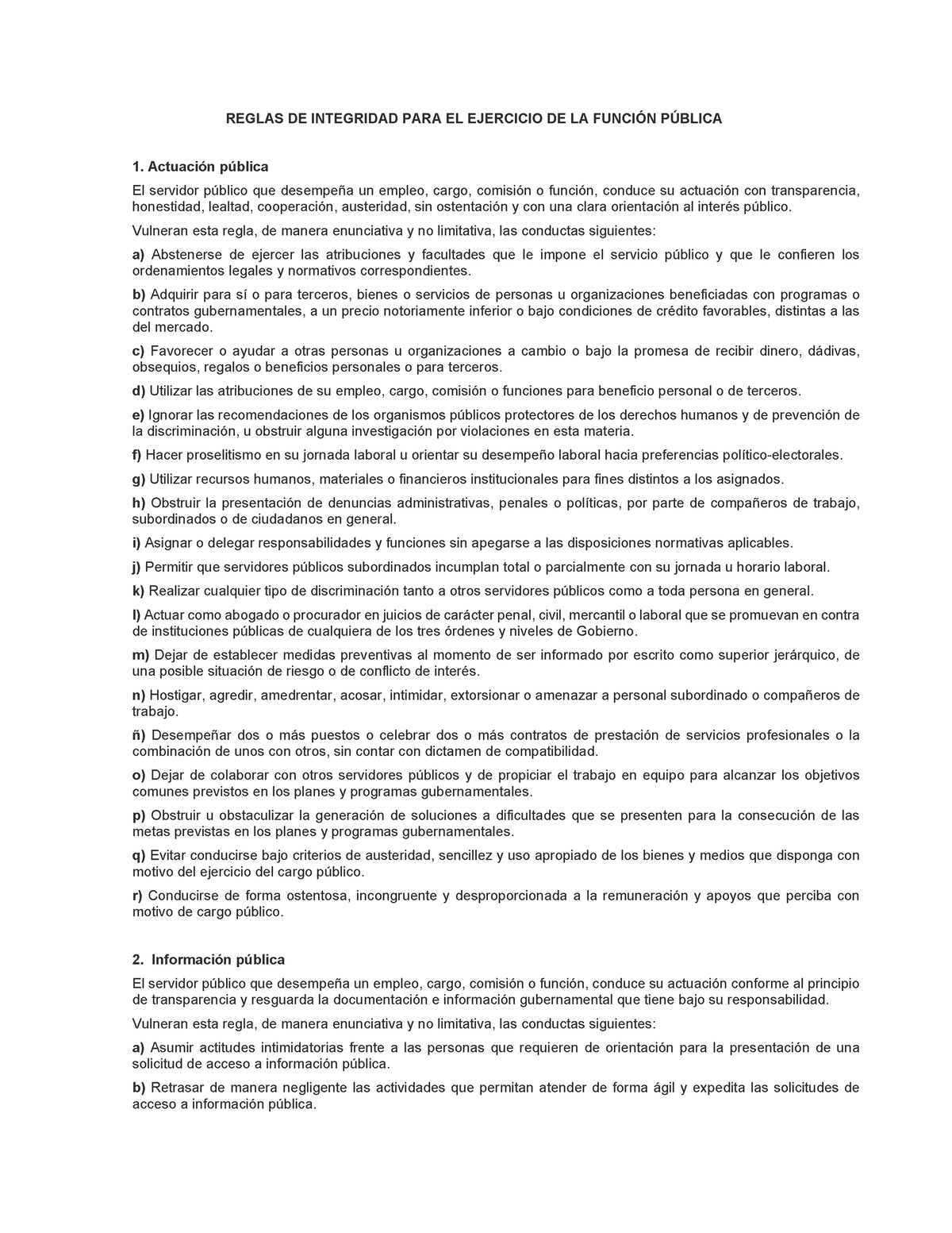 Rintegridad Reglas De Integridad Para El Ejercicio De La FunciÓn PÚblica Reglas De 1770