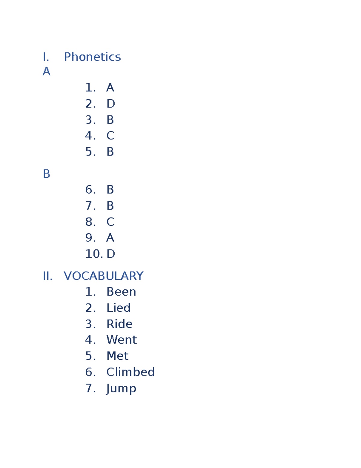 Thi T.A 18-6 - English - I. Phonetics A 1. A 2. D 3. B 4. C 5. B B 6. B ...