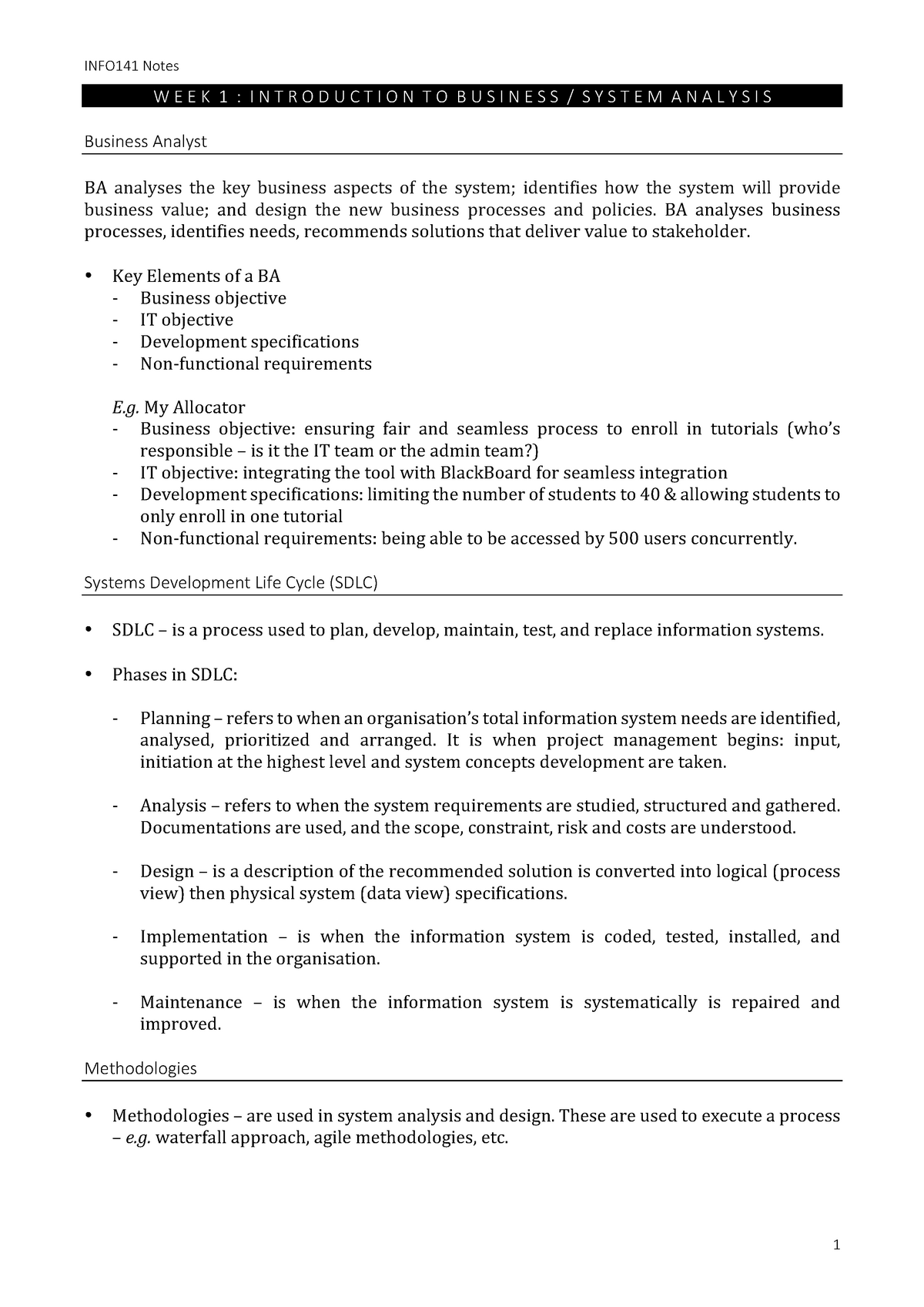 info141-systems-analysis-info141-notes-w-e-e-k-1-i-n-t-r-o-d-u-c-t