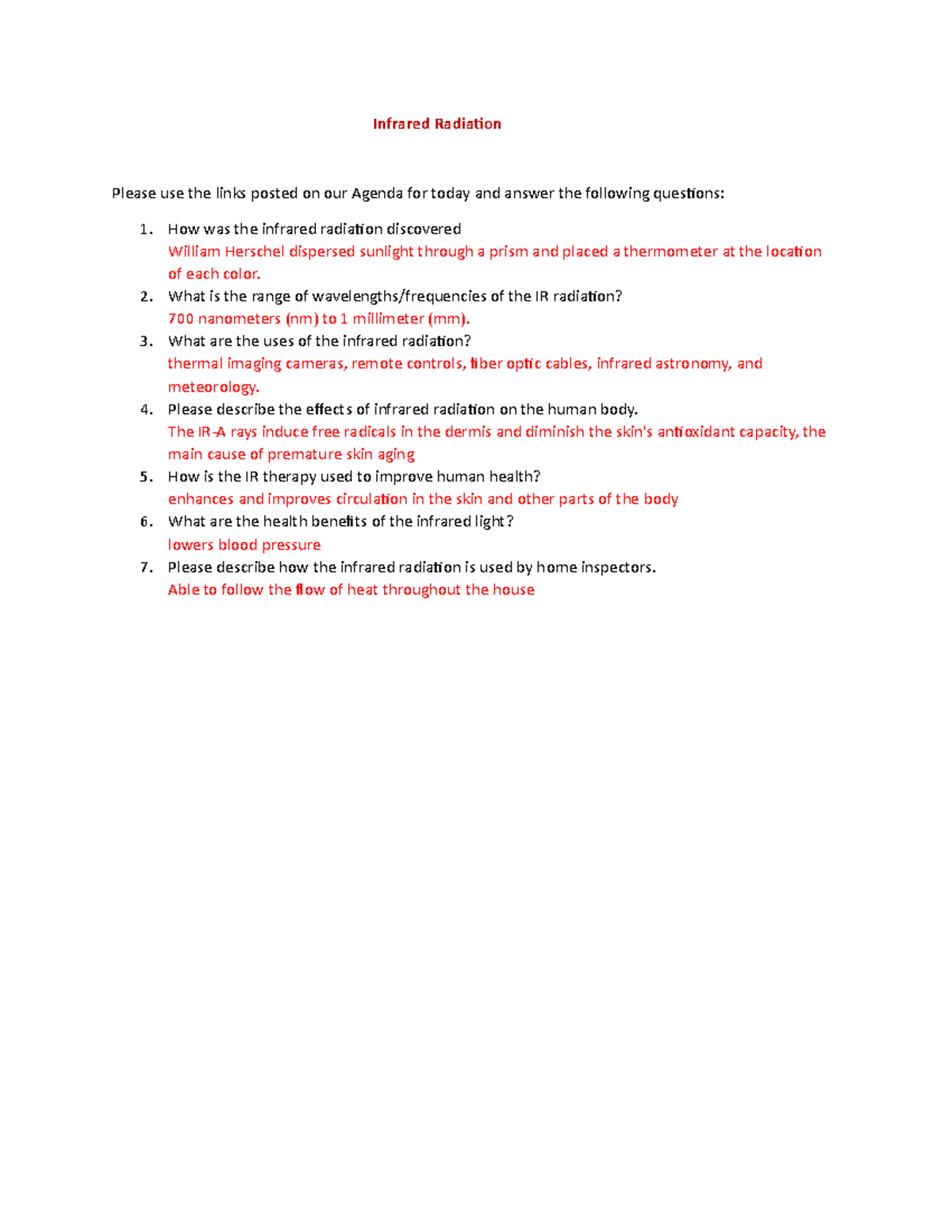 Infrared Radiation Infrared Radiation Please use the links posted on