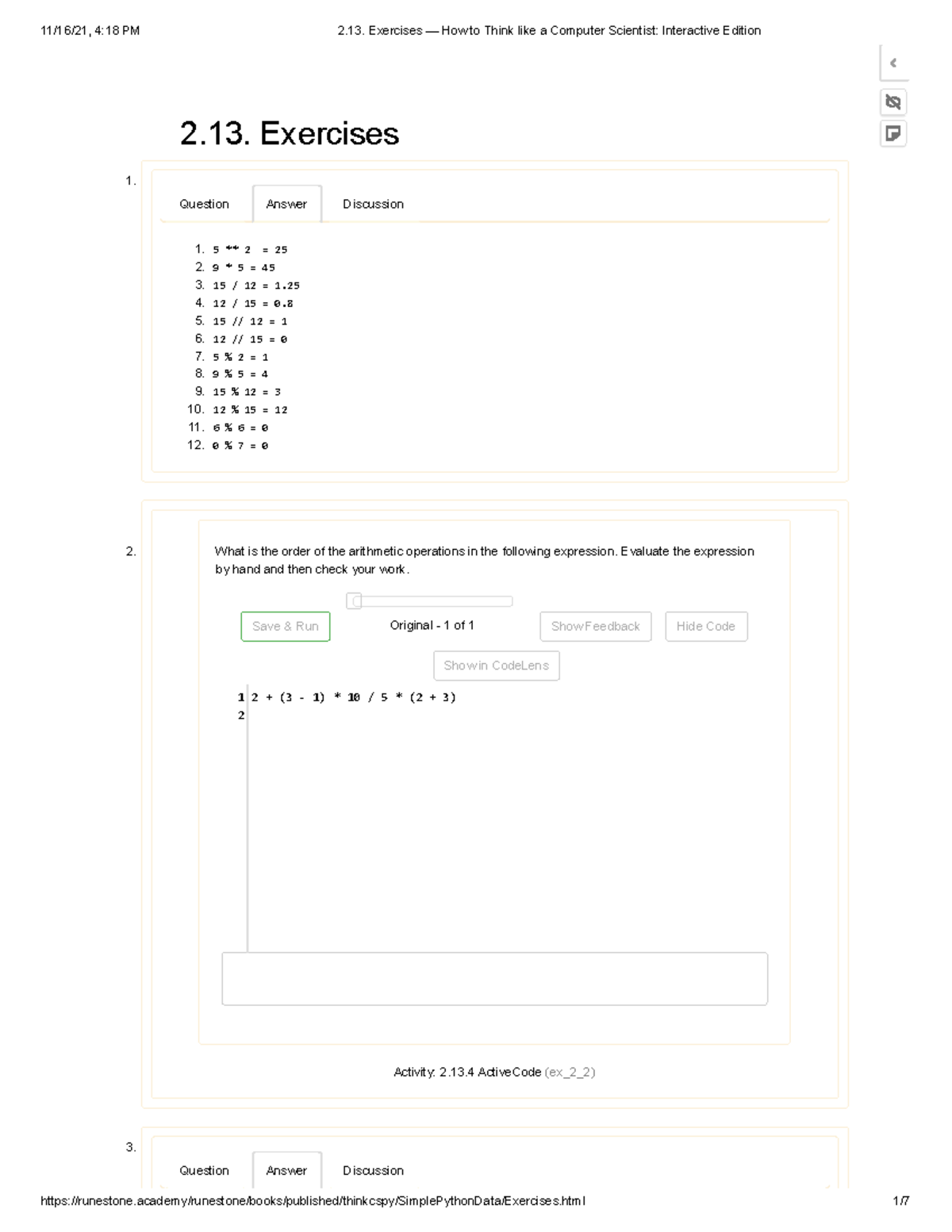 2.13. Exercises — How To Think Like A Computer Scientist Interactive ...