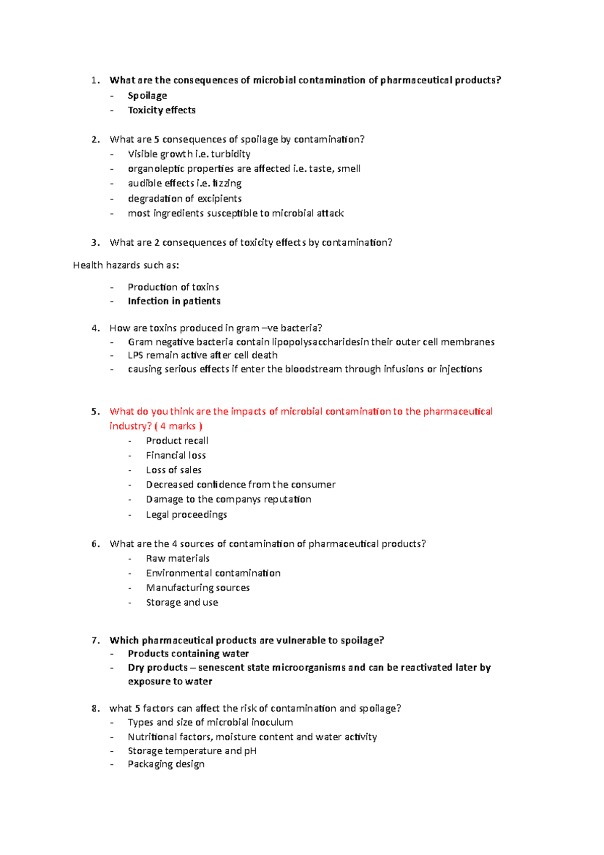 Lecture 14 questions 1. What are the consequences of microbial