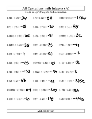 Math - notes - All Operations with Integers (A) Use an integer strategy to find each answer. (-31) - - Studocu Math - notes - All Operations with Integers (A) Use an integer strategy to find each answer. (-31) - - Studocu