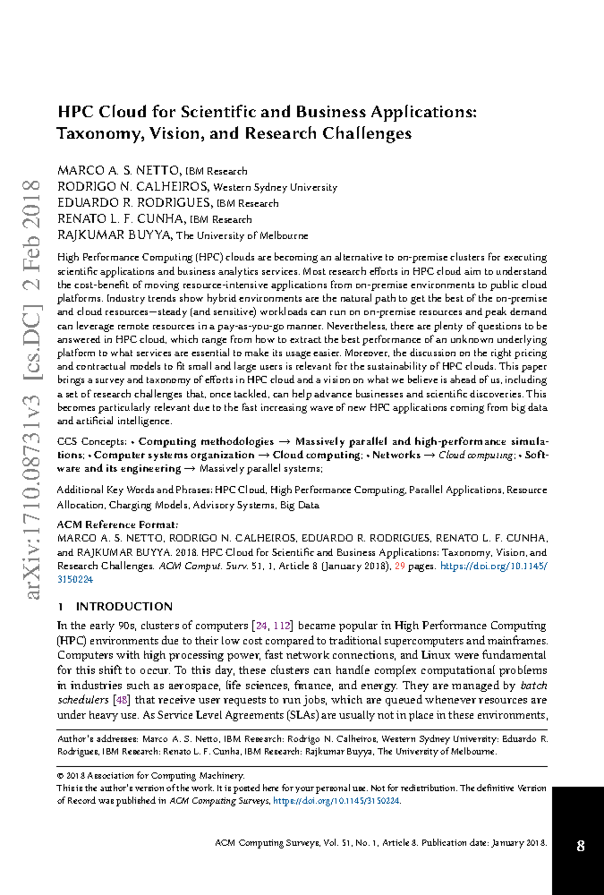 HPC Cloud for Scientific and Business Applications Taxonomy, Vision ...