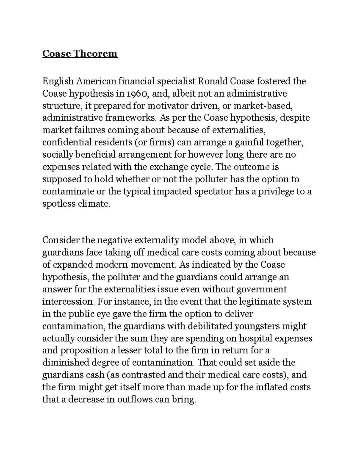 Coase Theorem - Coase Theorem English American financial specialist ...