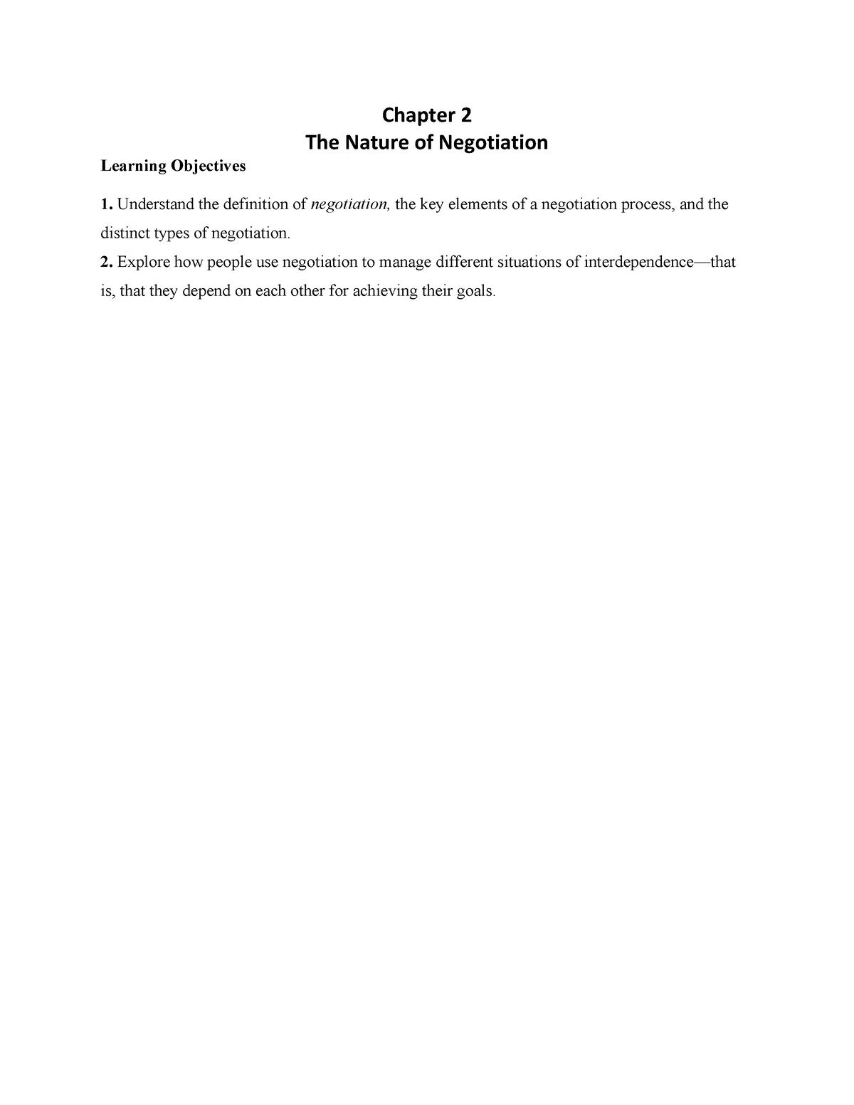 Chapter 2 Negotiation (A) - Chapter 2 The Nature Of Negotiation ...