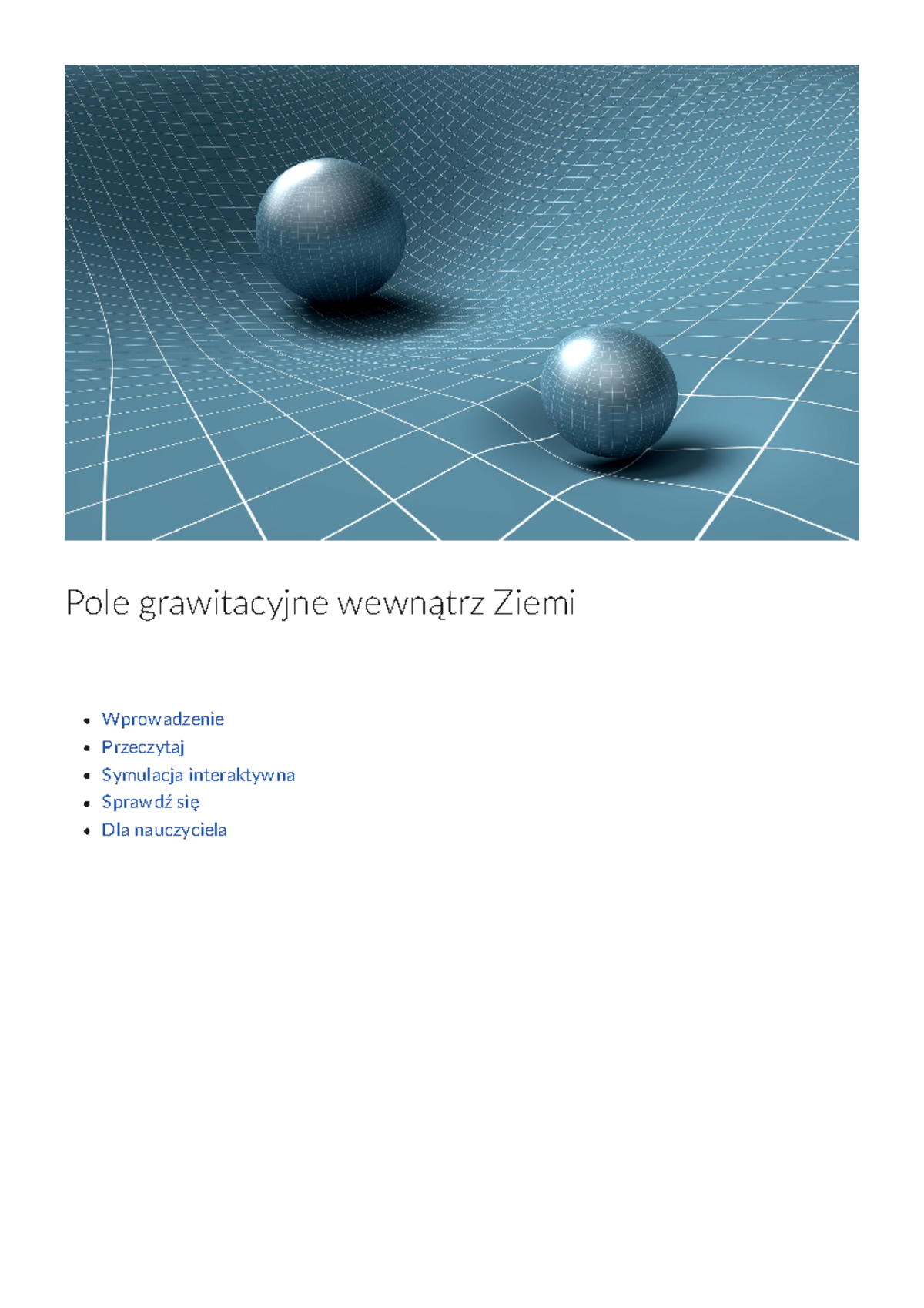 Pole grawitacyjne wewnatrz Ziemi - Pole grawitacyjne wewnątrz Ziemi