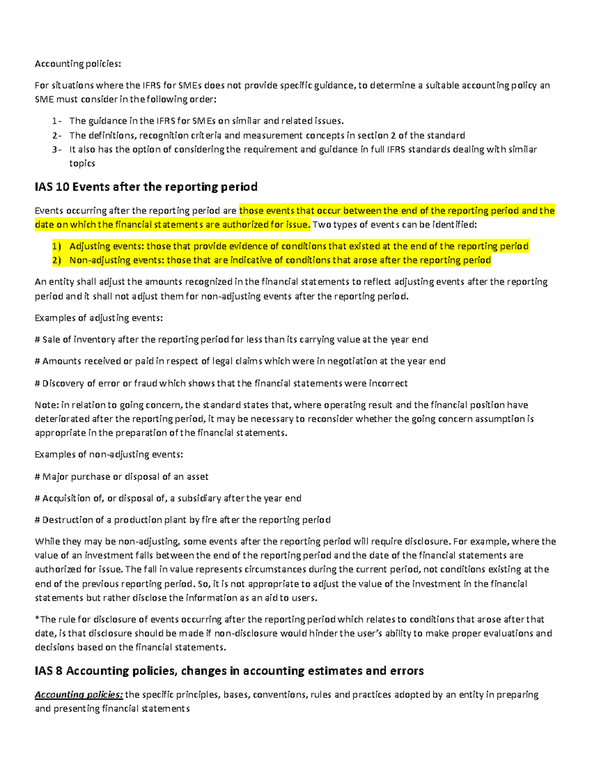 PDF document - IAS 10 - Accounting policies: For situations where the ...