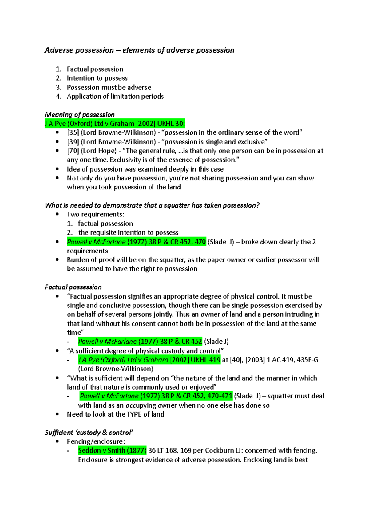 Elements Of Adverse Possession - Adverse Possession – Elements Of ...