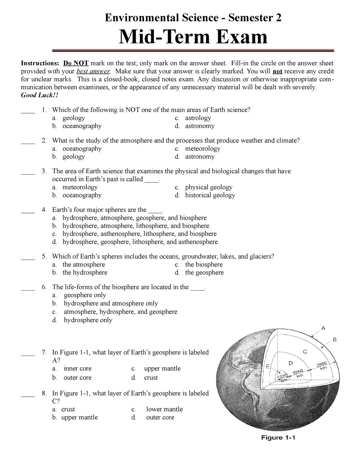 Mid Term Environmental Science (S2) - Environmental Science - Semester ...